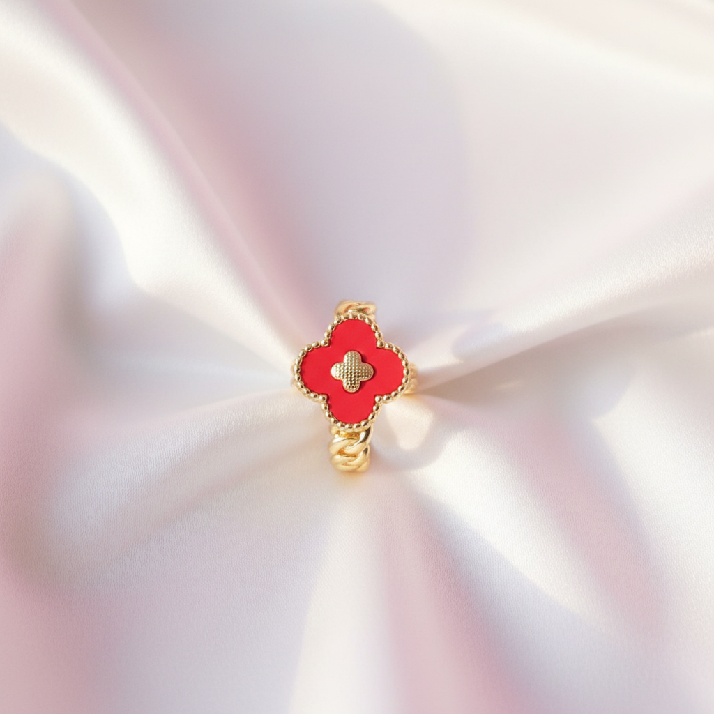 Anillo Trébol Rojo