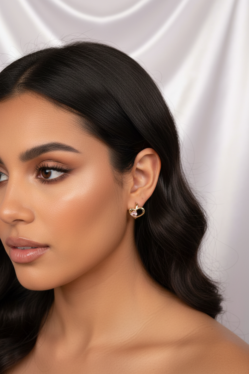 Aretes Corazón con modelo
