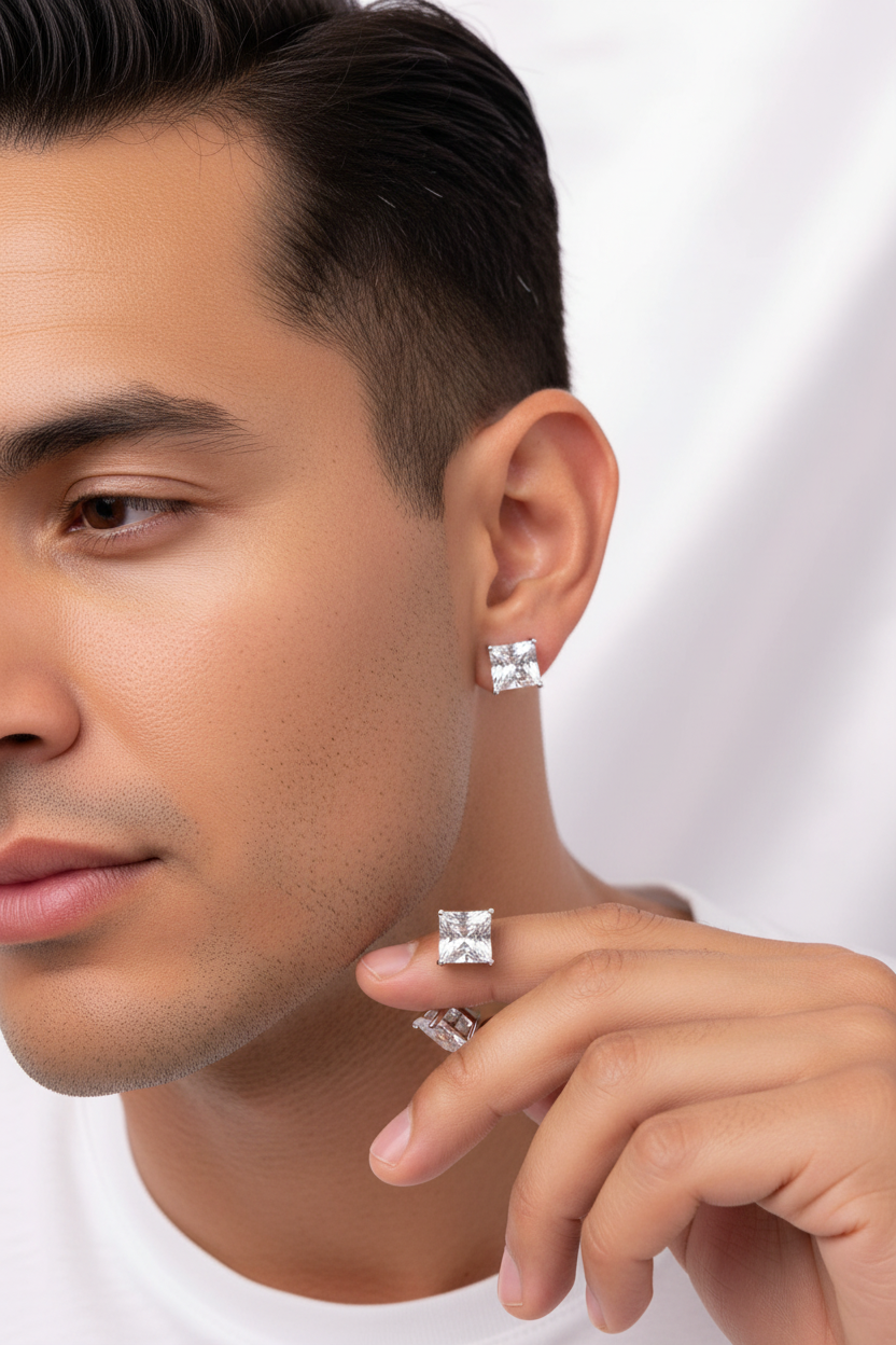 Aretes Cuadro hombre