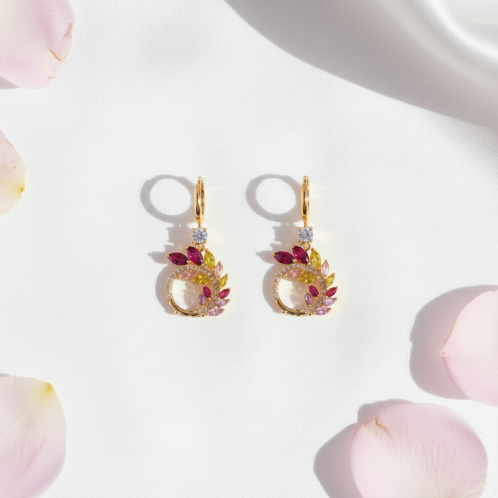 Aretes florales iluminados