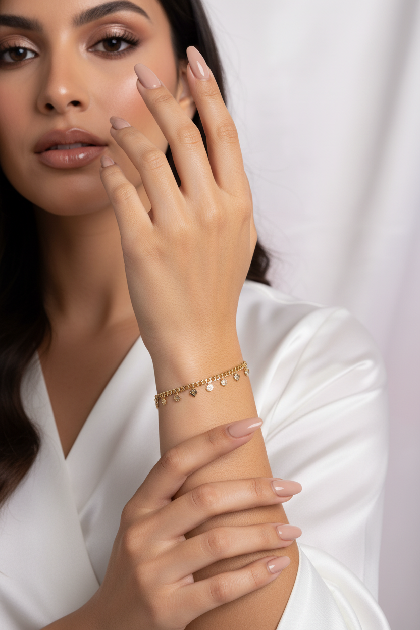 Brazalete Floral Dorado - Modelo Mujer