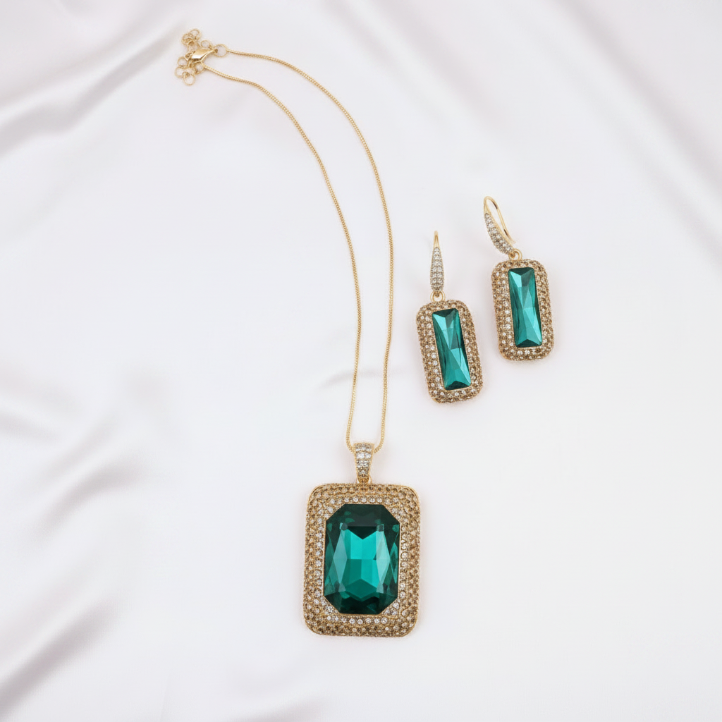 Cadena y Aretes Set Champagne