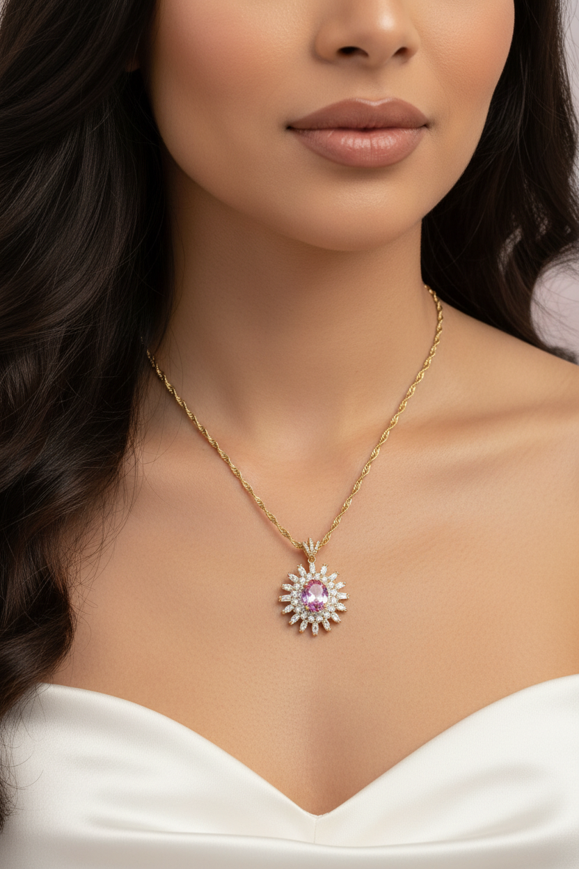 Collar Sol Rosa modelo