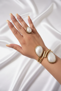 Pearl Cuff & Ring on Hand